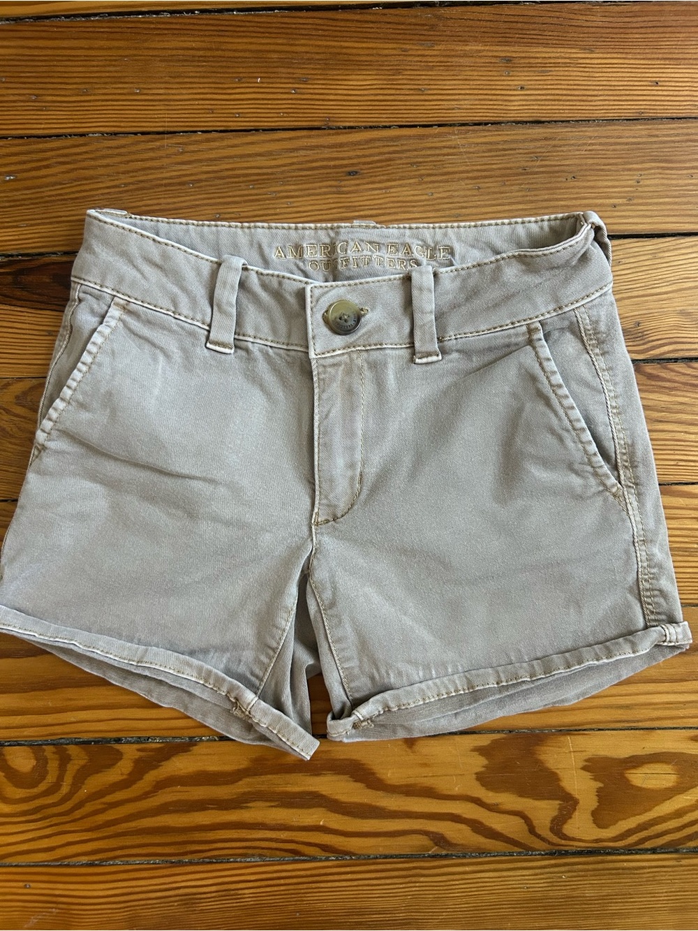 American Eagle Outfitters Tan Cotton Shorts - Women's Classic Fit